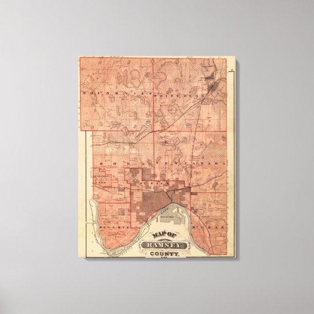Map of Ramsey County, Minnesota Canvas Print (Front)