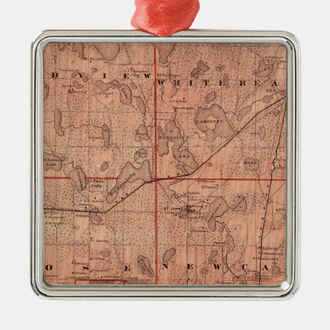 Map of Ramsey County, Minnesota Metal Tree Decoration (Front)