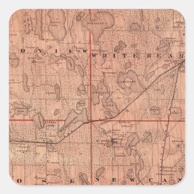 Map of Ramsey County, Minnesota Square Sticker (Front)