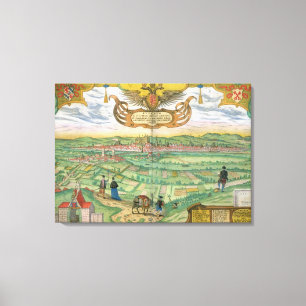 Map of Regensburg, from 'Civitates Orbis Terrarum' Canvas Print