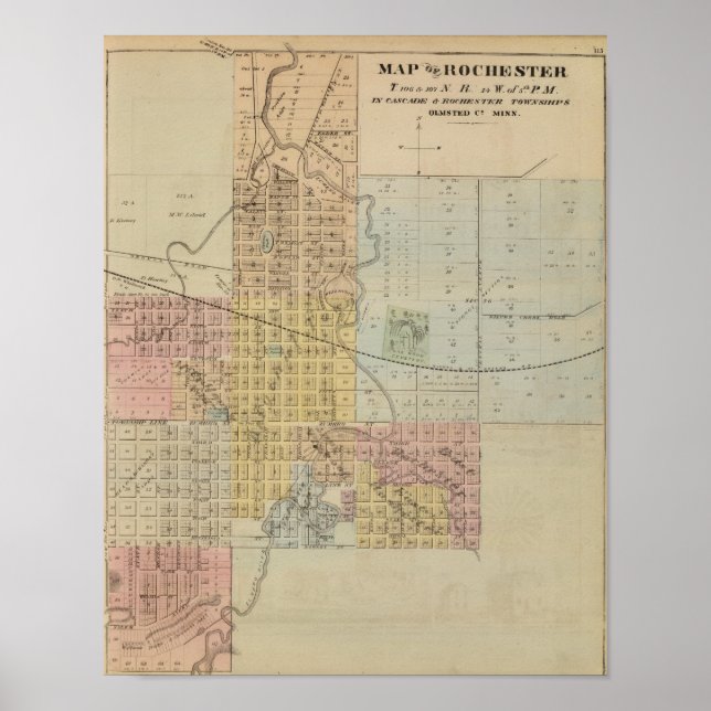 Map of Rochester, Minnesota Poster (Front)