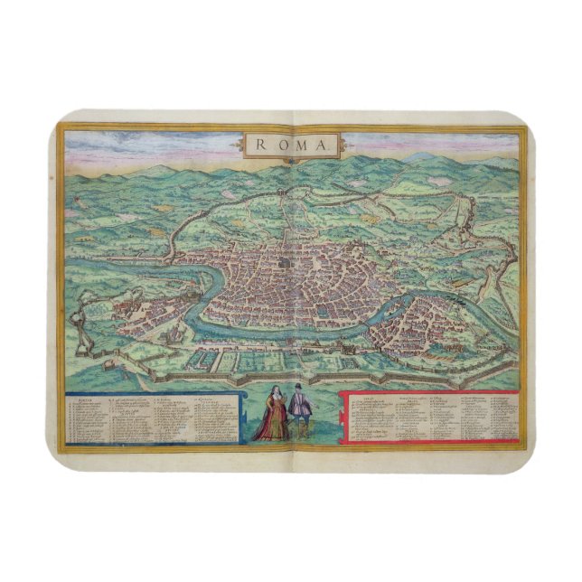 Map of Rome, from 'Civitates Orbis Terrarum' by Ge Magnet (Horizontal)