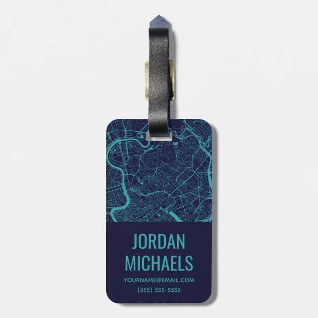 Map of Rome Luggage Tag (Back Vertical)