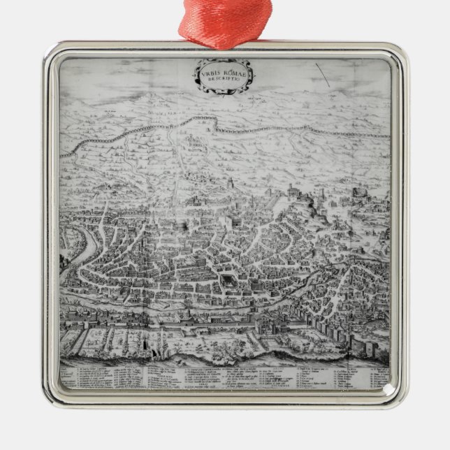 Map of Rome Metal Tree Decoration (Front)