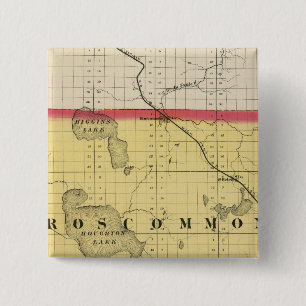 Map of Roscommon County, Michigan 15 Cm Square Badge