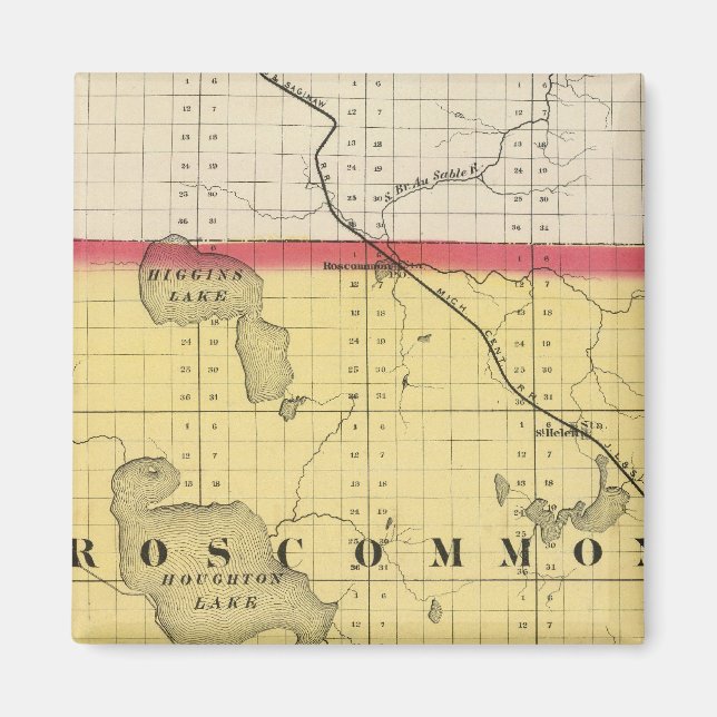 Map of Roscommon County, Michigan Magnet (Front)