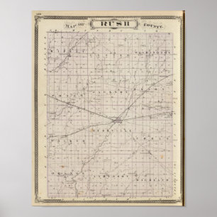 Map of Rush County Poster
