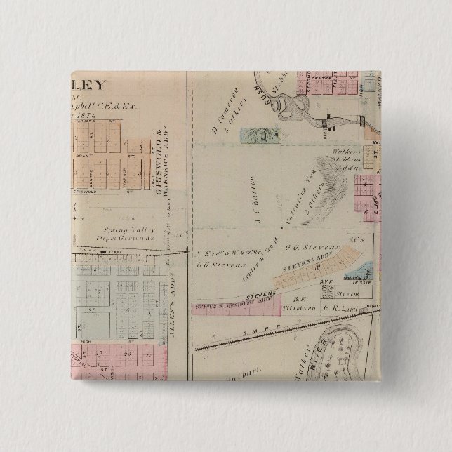 Map of Rushford, Fillmore County, Minnesota 15 Cm Square Badge (Front)