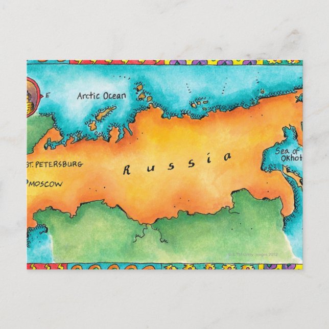 Map of Russia Postcard (Front)