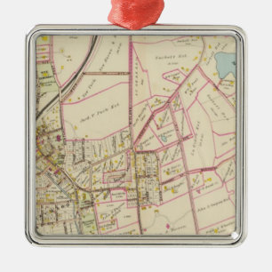 Map of Rye, New York Metal Tree Decoration