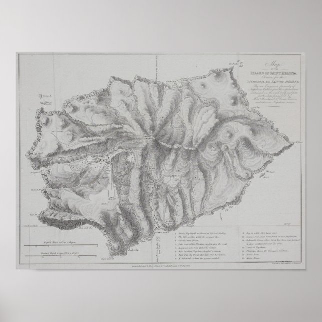Map of Saint Helena Island Poster (Front)