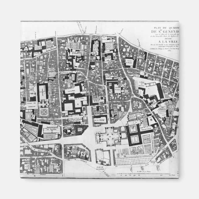 Map of Sainte-Genevieve area, Paris, 1756 Magnet (Front)