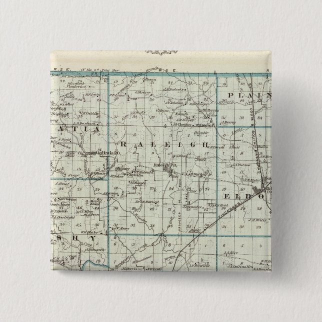 Map of Saline County 15 Cm Square Badge (Front)
