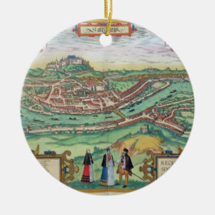 Map of Salzburg, from 'Civitates Orbis Terrarum' b Ceramic Tree Decoration