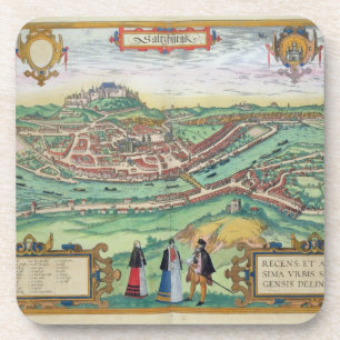 Map of Salzburg, from 'Civitates Orbis Terrarum' b Coaster