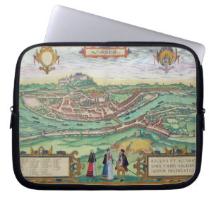 Map of Salzburg, from 'Civitates Orbis Terrarum' b Laptop Sleeve