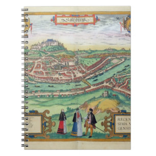 Map of Salzburg, from 'Civitates Orbis Terrarum' b Spiral Notebook