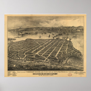 Map of San Diego, Birds-Eye View From Coronado, 18 Poster