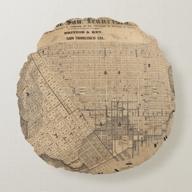 Map of San Francisco Round Cushion (Front)