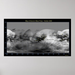 Map of Saturn's Moon Titan Poster