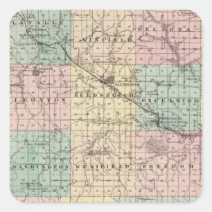 Map of Sauk County and Kilbourn City Square Sticker
