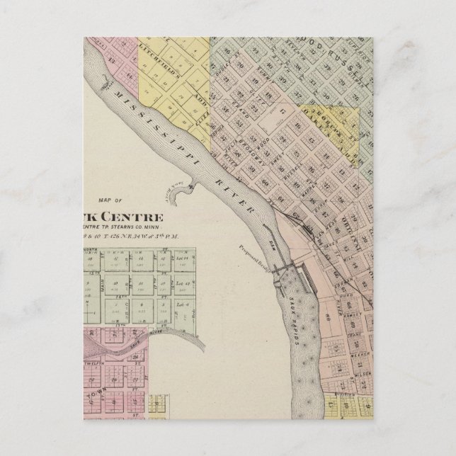 Map of Sauk Rapids, Map of Sauk Centre, Minnesota Postcard (Front)