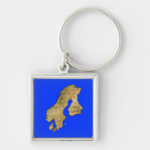 Map of Scandinavia Cartography Key Ring