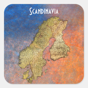 Map of Scandinavia Cartography Square Sticker