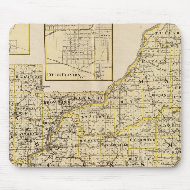 Map of Schuyler, Mason, Brown Mouse Pad (Front)