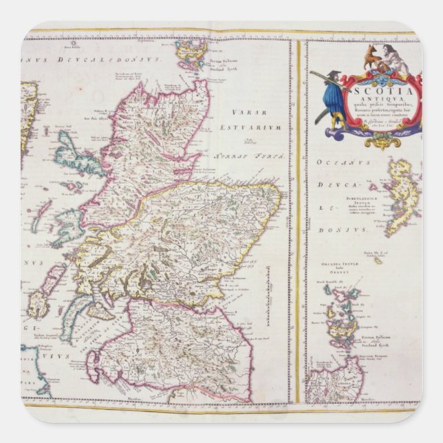 Map of Scotland, c.1700 Square Sticker (Front)