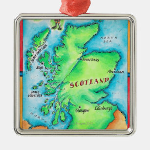 Map of Scotland Metal Tree Decoration
