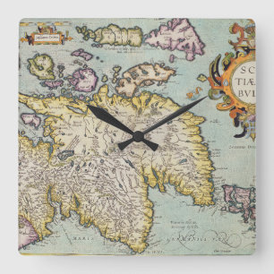 Map of Scotland Miliaria Scotia Square Wall Clock