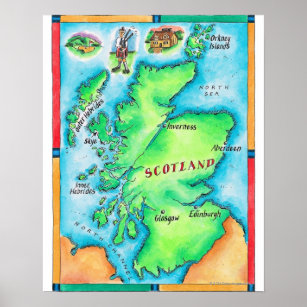 Map of Scotland Poster