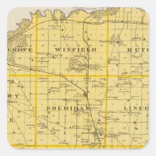 Map of Scott County, State of Iowa Square Sticker
