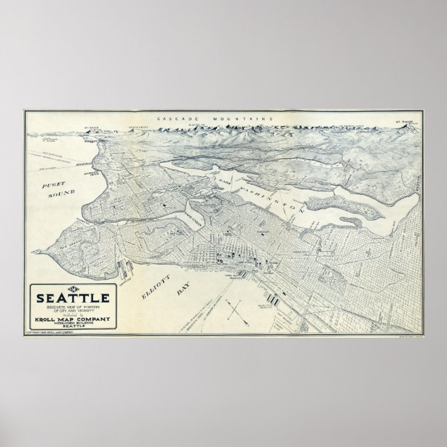 MAP of SEATTLE  1925 Poster (Front)