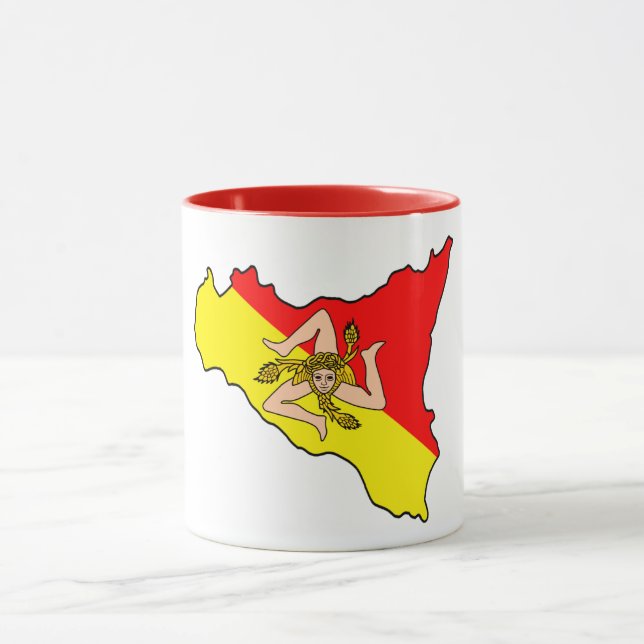Map of Sicily with Trinacria Symbol Coffee Mug (Center)