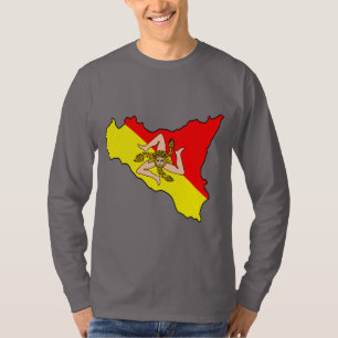Map of Sicily with Trinacria Symbol Hoodie T-Shirt