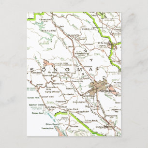 Map of Sonoma County CA Postcard