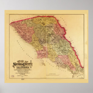 Map of Sonoma County, California (1884) Poster