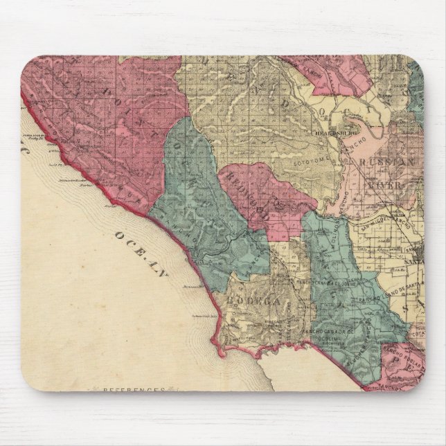 Map of Sonoma County California Mouse Pad (Front)