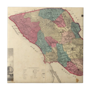 Map of Sonoma County California Tile