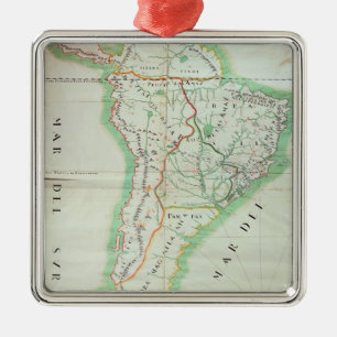 Map of South America, 1777 Metal Tree Decoration