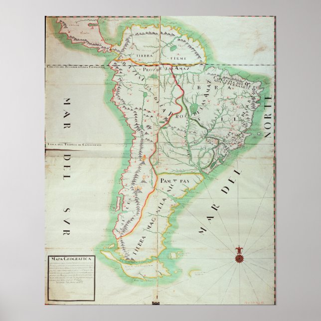 Map of South America, 1777 Poster (Front)