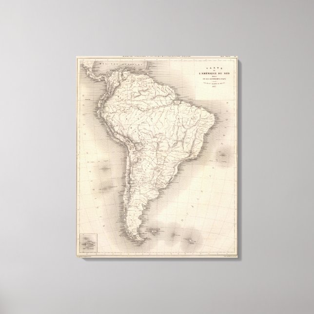 Map of South America 2 Canvas Print (Front)