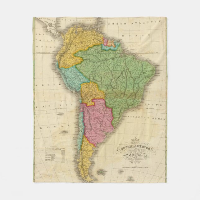 Map of South America 4 Fleece Blanket (Front)