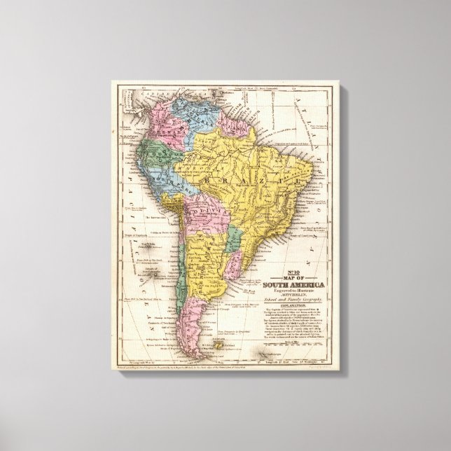 Map of South America 5 Canvas Print (Front)