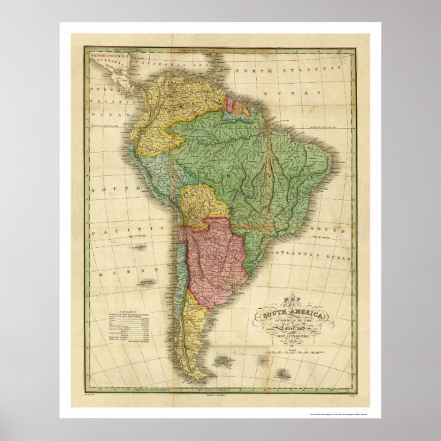 Map of South America by Finley 1826 Poster (Front)