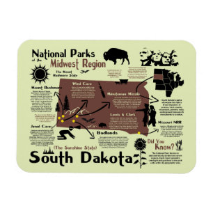 Map of South Dakota National Parks Magnet
