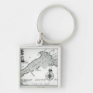 Map of South Pacific Island, 1800 Key Ring