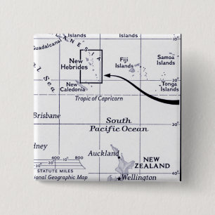 Map of South Pacific Ocean 15 Cm Square Badge